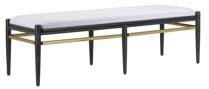 Currey and Company 7000-0311 Bench, Cerused Black/Brushed Brass