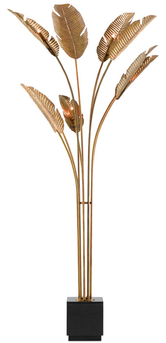 Currey and Company 8000-0075 Nine Light Floor Lamp, Vintage Brass/Black