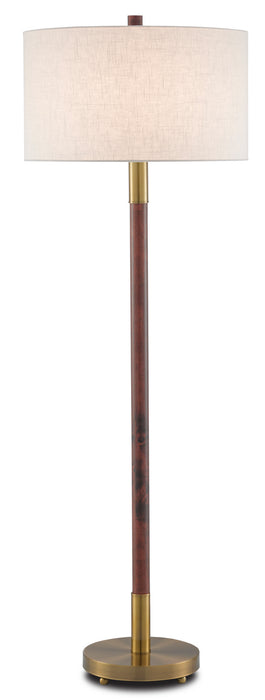Currey and Company 8000-0081 One Light Floor Lamp, Mahogany/Antique Brass
