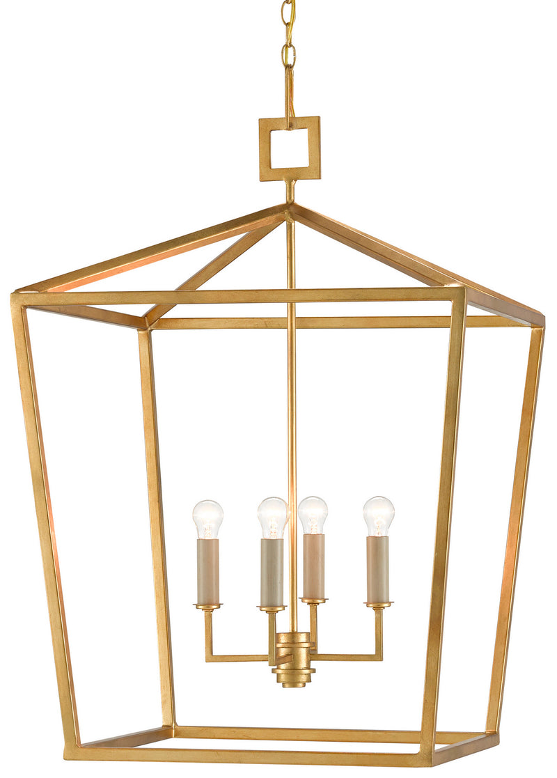 Currey and Company 9000-0405 Four Light Lantern, Contemporary Gold Leaf