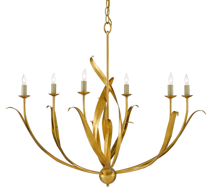 Currey and Company 9000-0444 Six Light Chandelier, Antique Gold Leaf