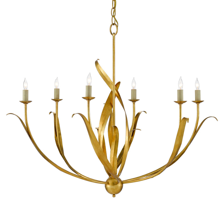 Currey and Company 9000-0444 Six Light Chandelier, Antique Gold Leaf