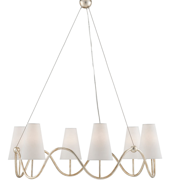 Currey and Company 9000-0526 Six Light Chandelier, Silver Granello