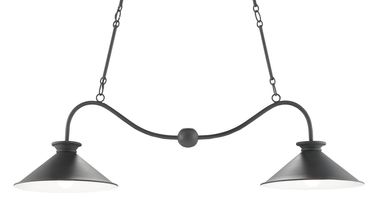 Currey and Company 9000-0533 Two Light Chandelier, Black Bronze/Sugar White