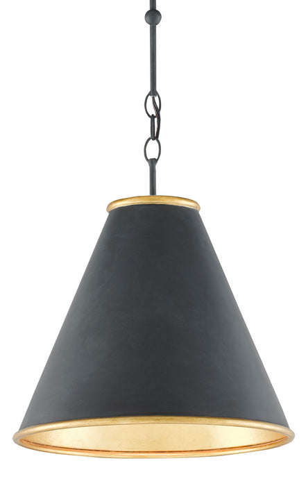Currey and Company 9000-0534 One Light Pendant, Antique Black/Contemporary Gold Leaf/Painted Gold