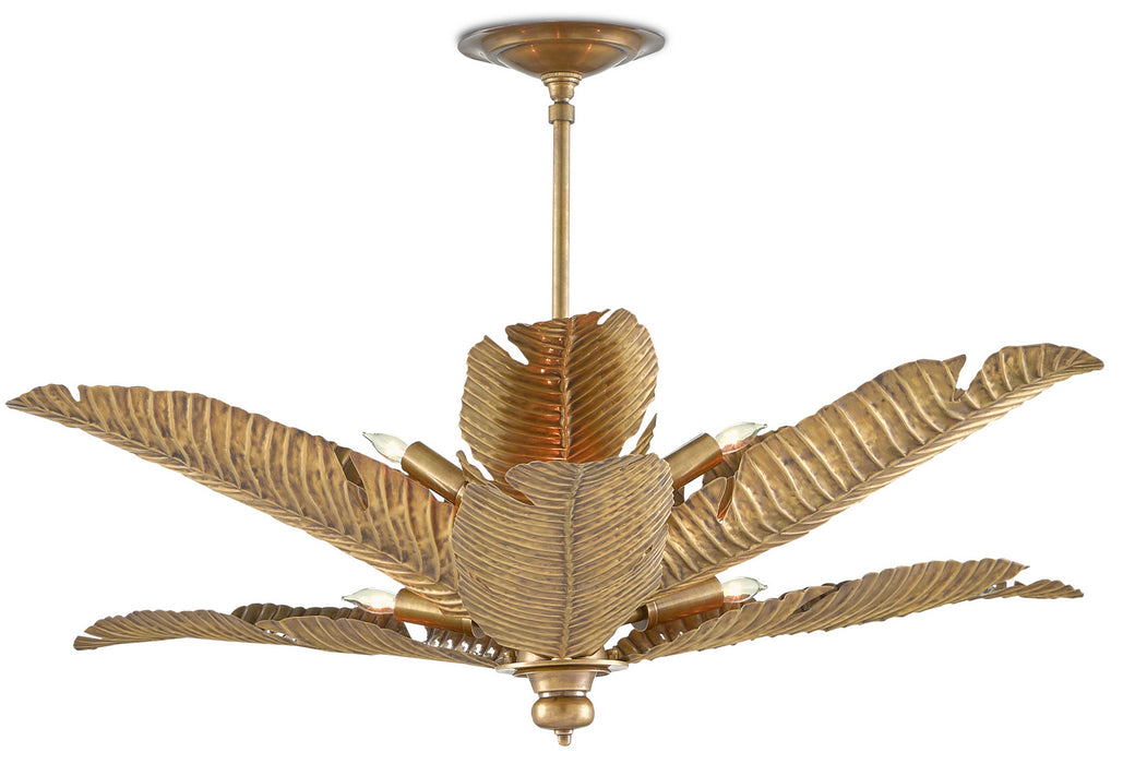 Currey and Company 9000-0544 Six Light Semi-Flush Mount, Vintage Brass