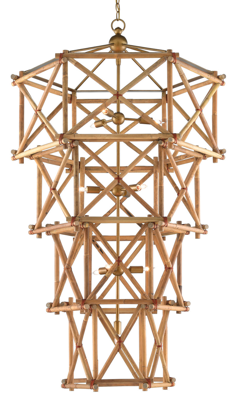 Currey and Company 9000-0554 Ten Light Chandelier, Natural/New Brass