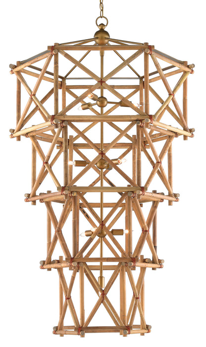 Currey and Company 9000-0554 Ten Light Chandelier, Natural/New Brass