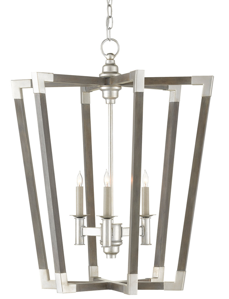 Currey and Company 9000-0605 Three Light Chandelier, Chateau Gray/Contemporary Silver Leaf