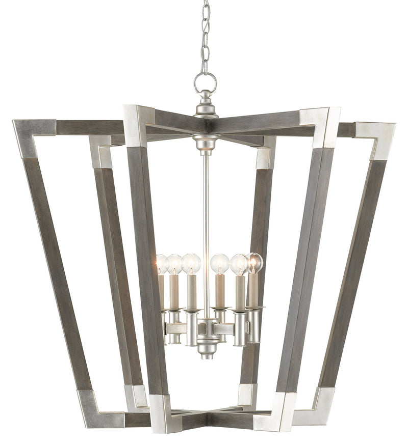 Currey and Company 9000-0606 Six Light Chandelier, Chateau Gray/Contemporary Silver Leaf