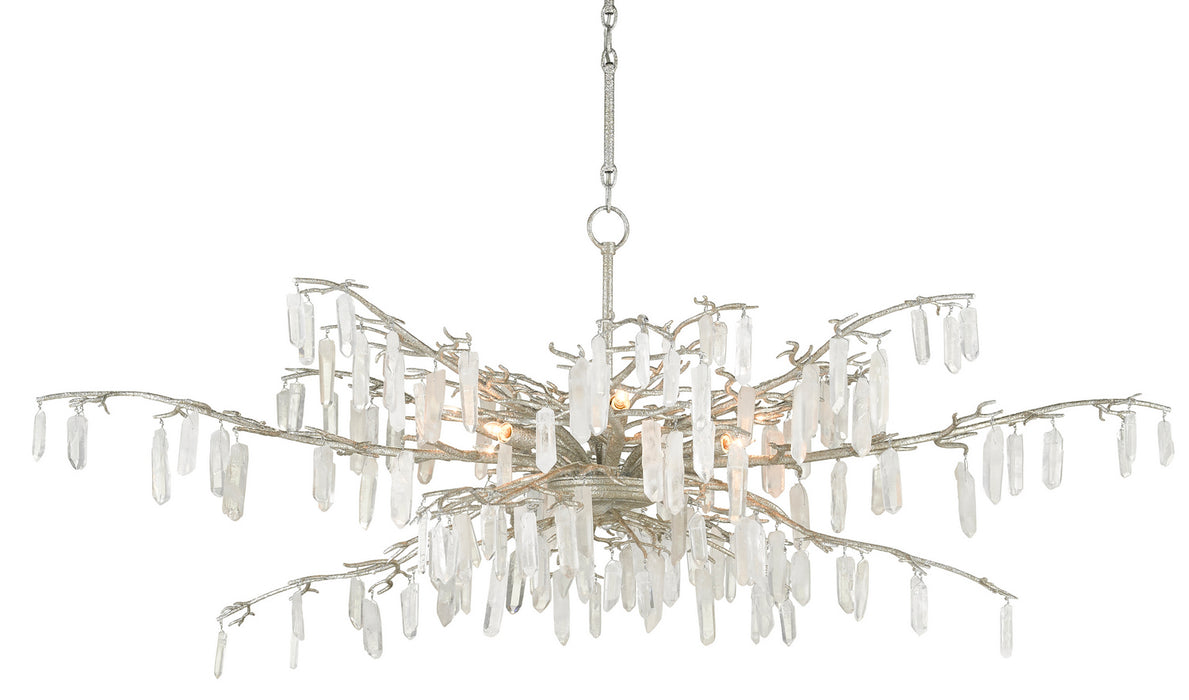 Currey and Company 9000-0608 Eight Light Chandelier, Textured Silver/Natural