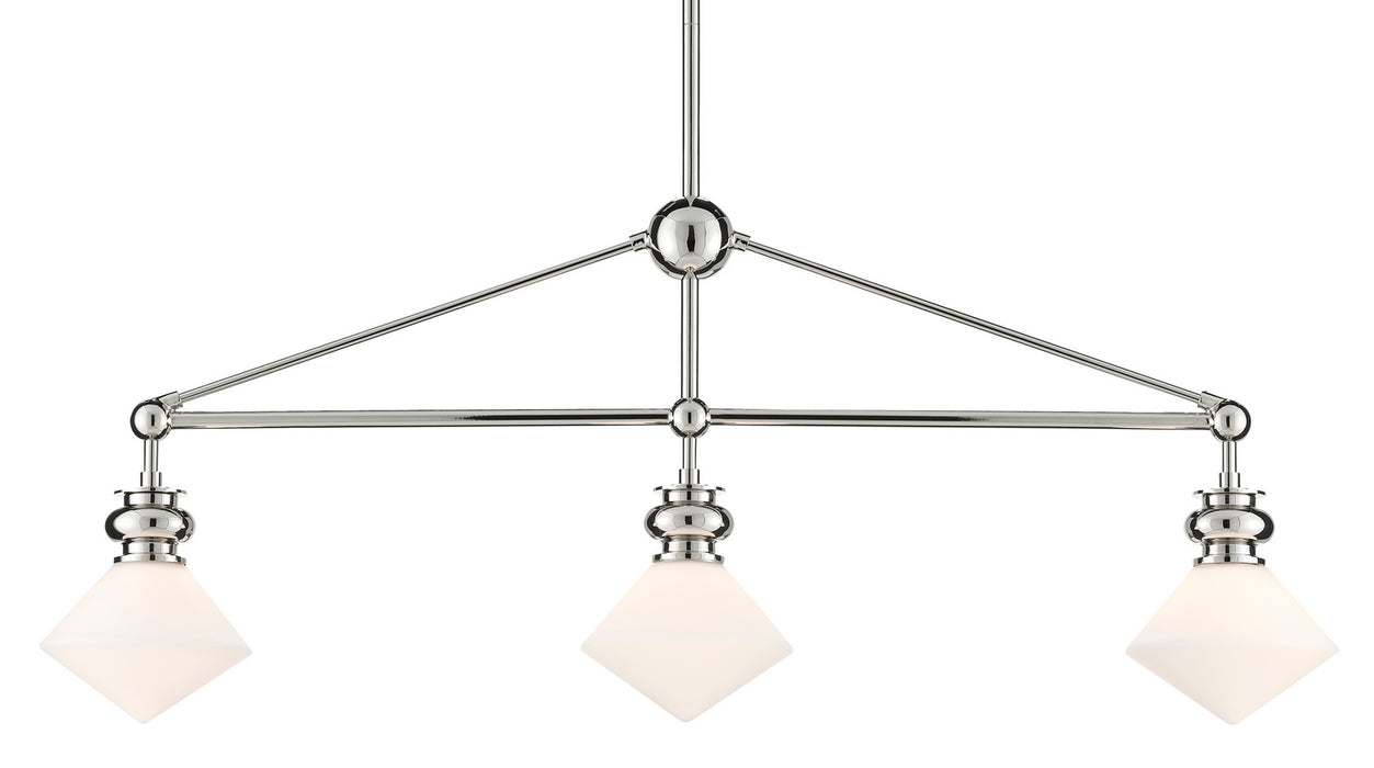 Currey and Company 9000-0614 Three Light Chandelier, Polished Nickel/White