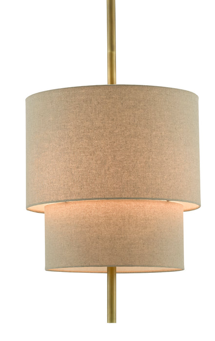 Currey and Company 9000-0619 Three Light Chandelier, Antique Brass/Linen