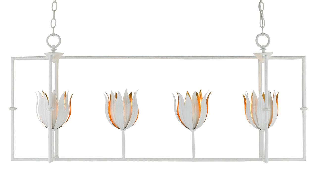 Currey and Company 9000-0631 Four Light Lantern, Gesso White/Contemporary Gold Leaf