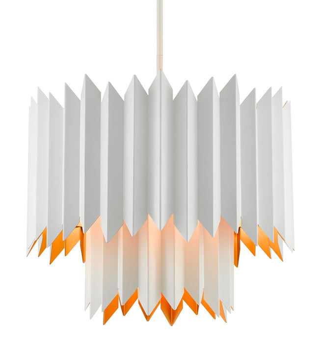 Currey and Company 9000-0632 Five Light Chandelier, Sugar White/Painted Contemporary Gold