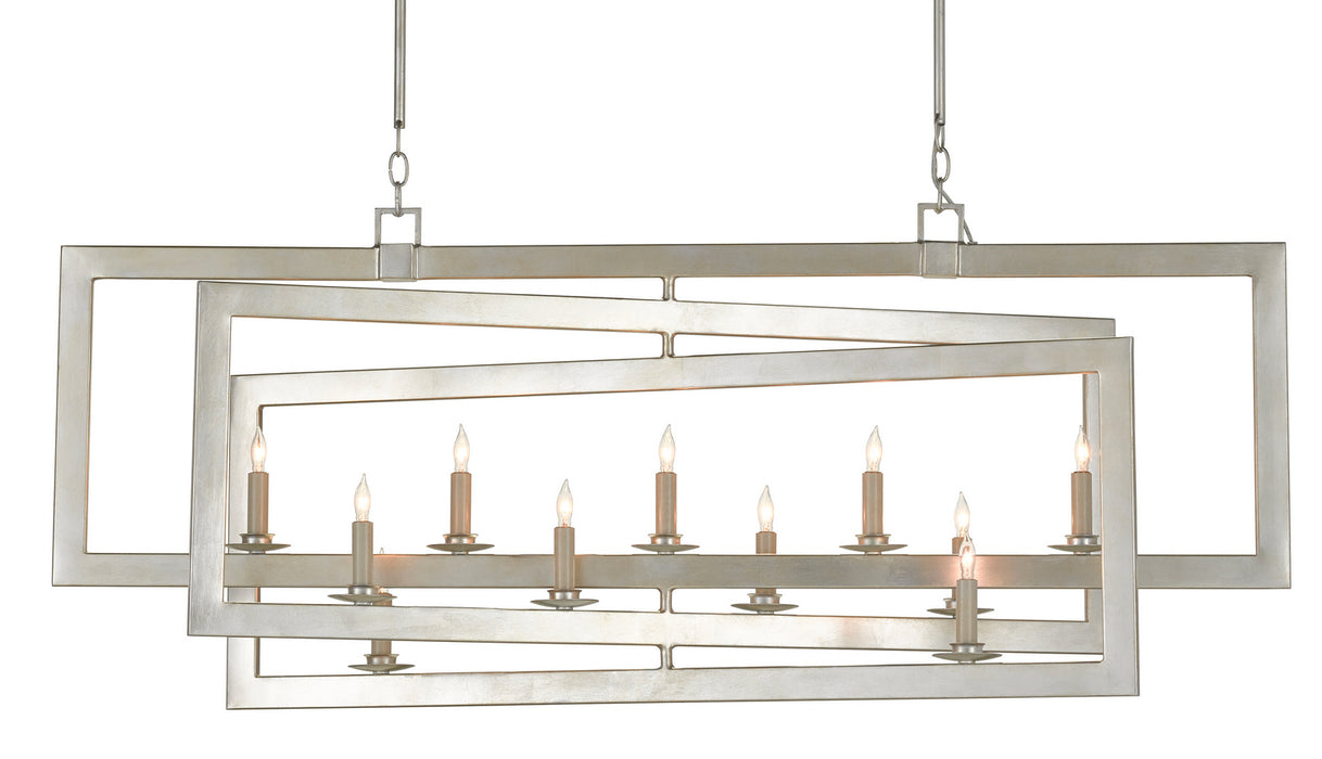 Currey and Company 9000-0634 11 Light Chandelier, Contemporary Silver Leaf