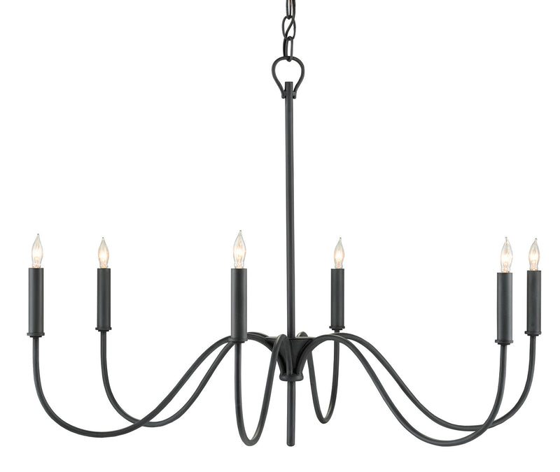 Currey and Company 9000-0653 Six Light Chandelier, Antique Black
