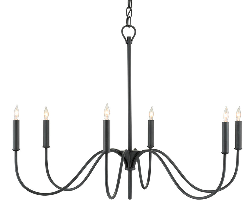 Currey and Company 9000-0653 Six Light Chandelier, Antique Black