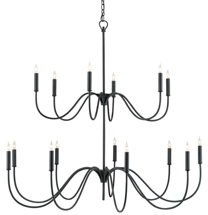 Currey and Company 9000-0654 15 Light Chandelier, Antique Black