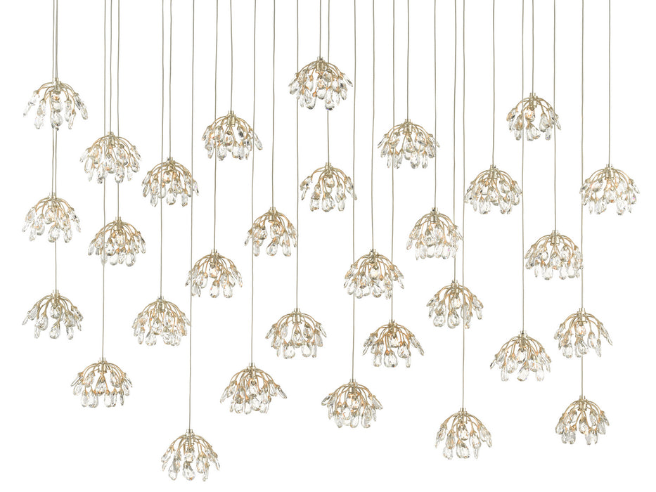 Currey and Company 9000-0672 30 Light Pendant, Crystal/ Contemporary Silver Leaf