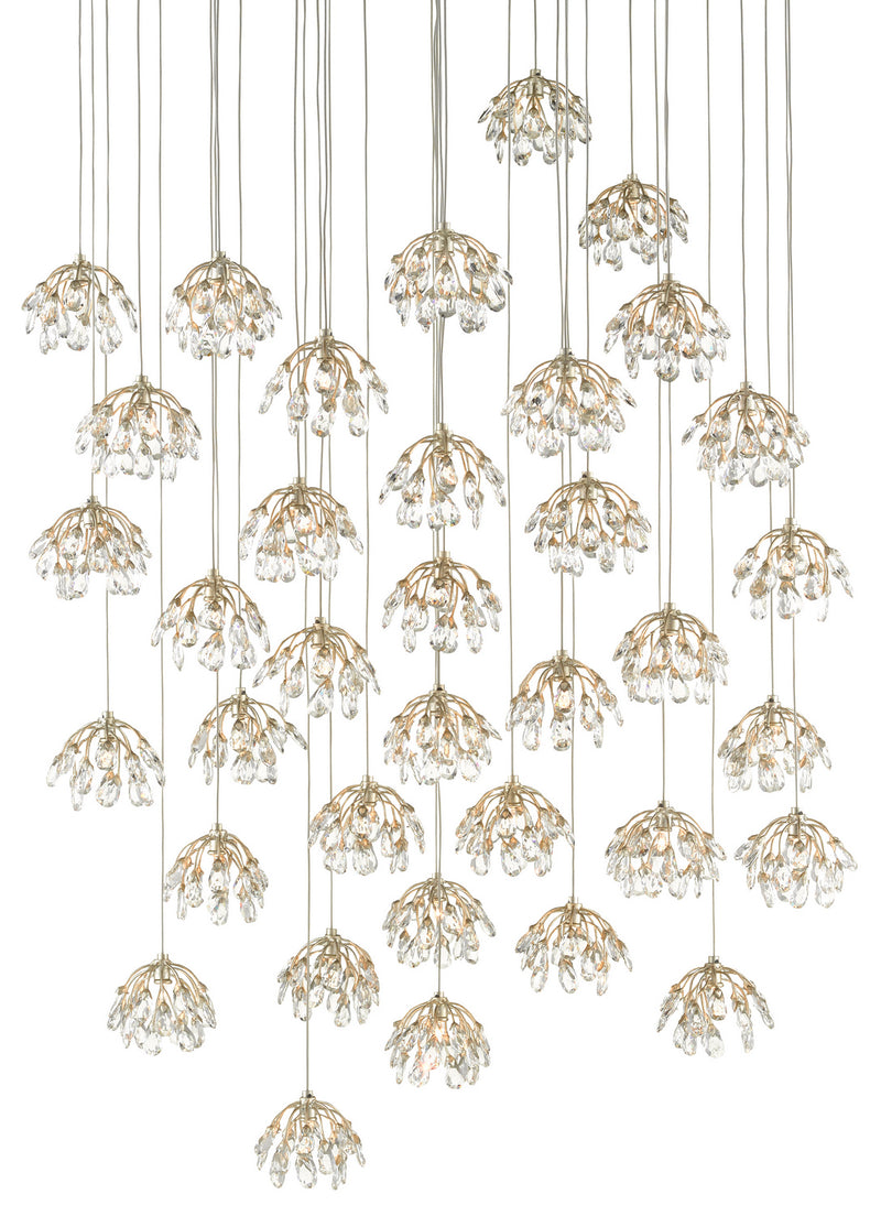 Currey and Company 9000-0673 36 Light Pendant, Crystal/ Contemporary Silver Leaf