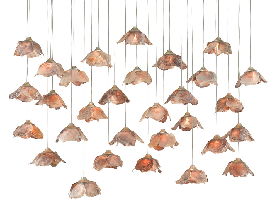 Currey and Company 9000-0679 30 Light Pendant, Natural Shell/Contemporary Silver Leaf
