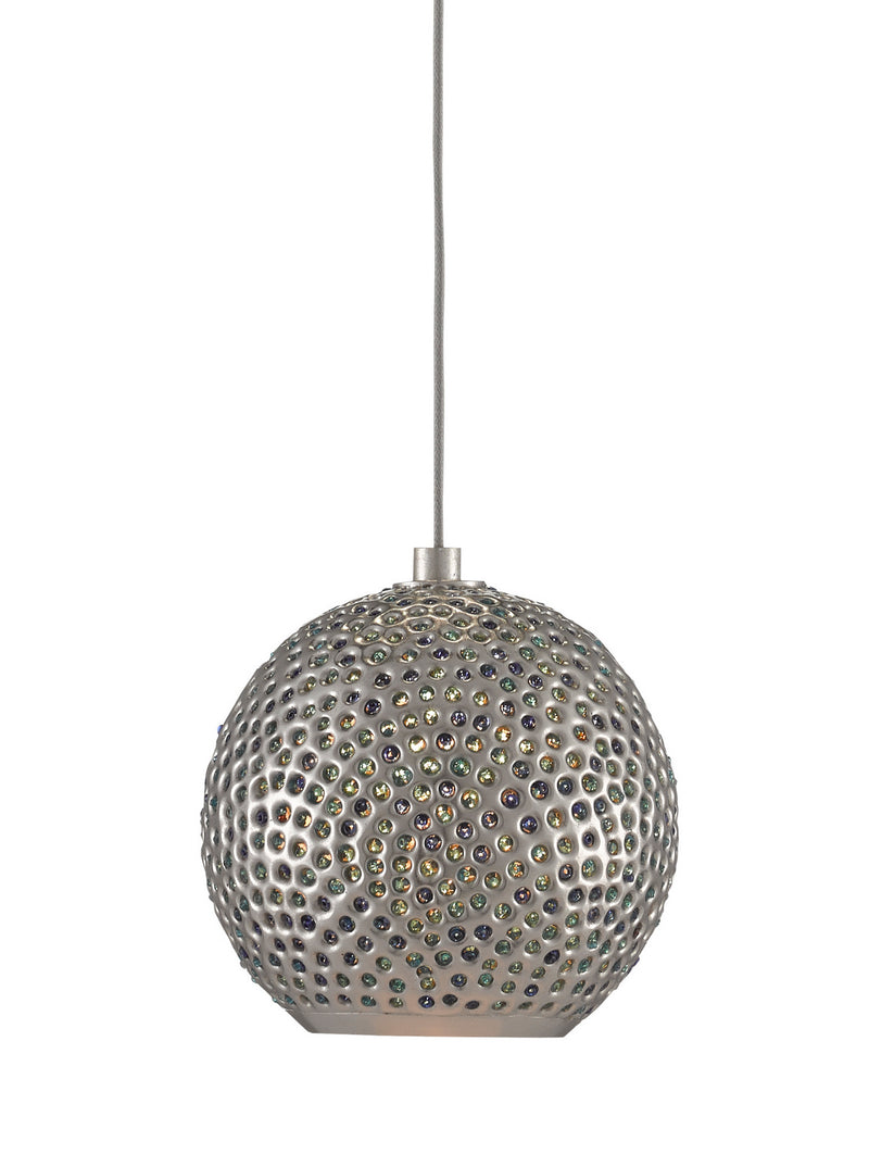 Currey and Company 9000-0681 One Light Pendant, Blue/Nickel