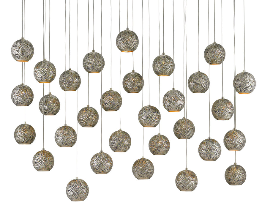 Currey and Company 9000-0686 30 Light Pendant, Blue/Nickel