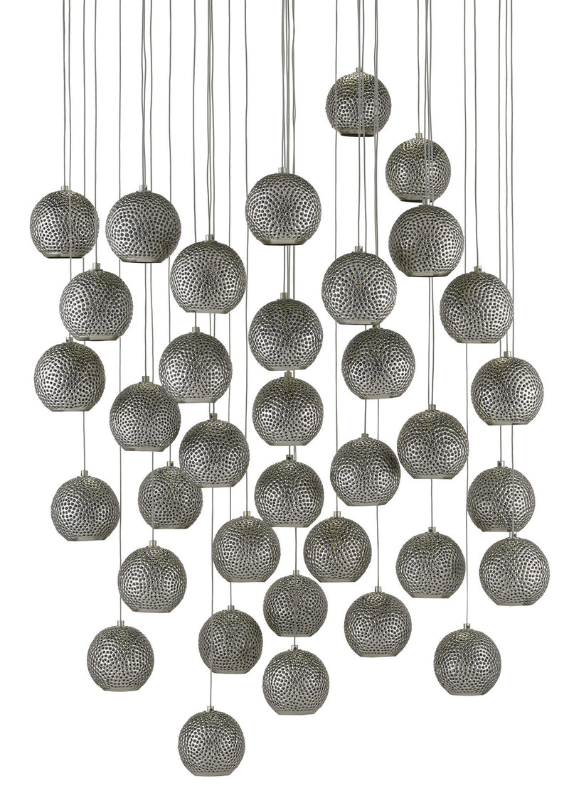 Currey and Company 9000-0687 36 Light Pendant, Blue/Nickel
