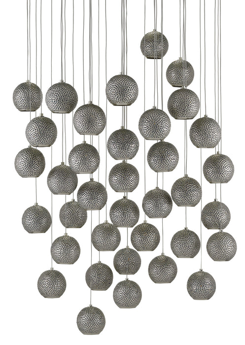 Currey and Company 9000-0687 36 Light Pendant, Blue/Nickel