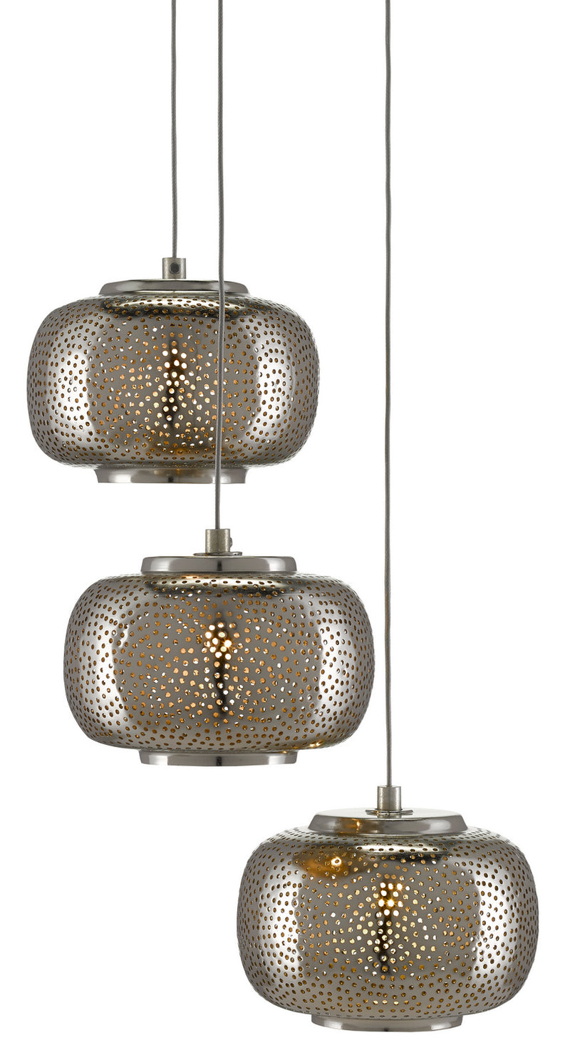 Currey and Company 9000-0689 Three Light Pendant, Nickel