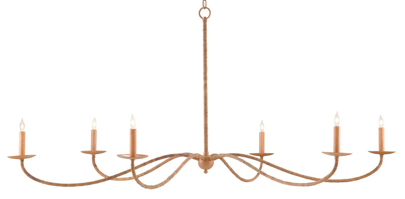 Currey and Company 9000-0757 Six Light Chandelier, Saddle Tan/Natural