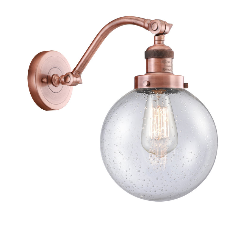 Innovations 515-1W-AC-G204-8 One Light Wall Sconce, Antique Copper