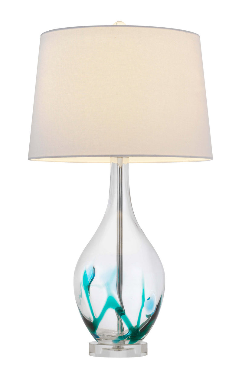 Cal Lighting BO-2996TB One Light Table Lamp, Clear / Turquoise