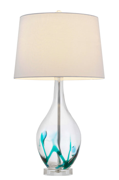 Cal Lighting BO-2996TB One Light Table Lamp, Clear / Turquoise