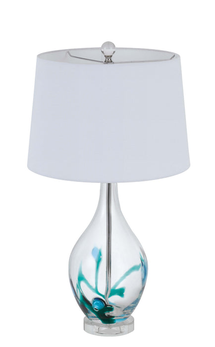 Cal Lighting BO-2996TB One Light Table Lamp, Clear / Turquoise