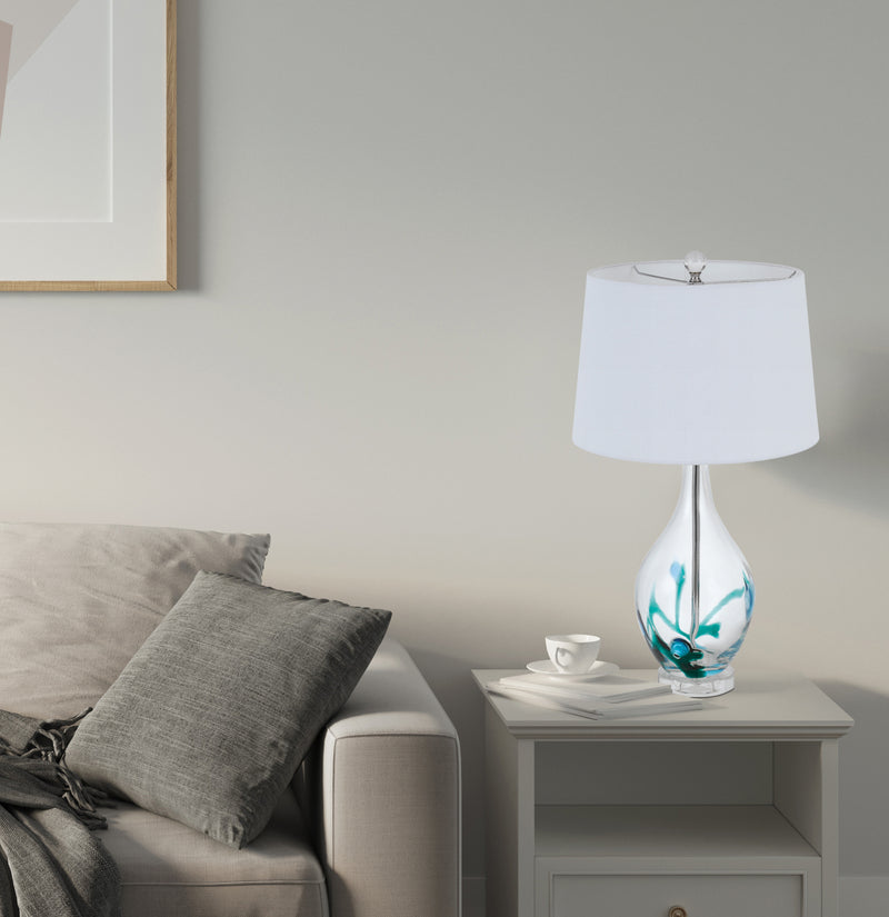 Cal Lighting BO-2996TB One Light Table Lamp, Clear / Turquoise