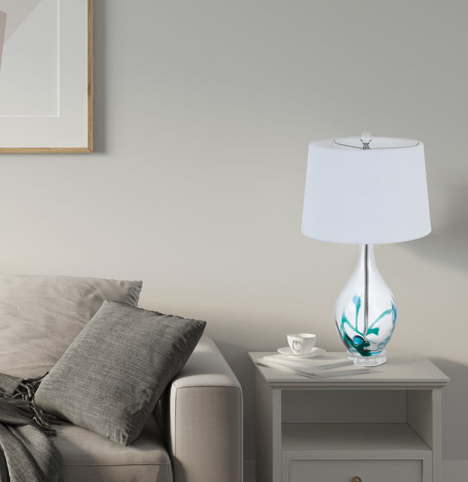 Cal Lighting BO-2996TB One Light Table Lamp, Clear / Turquoise