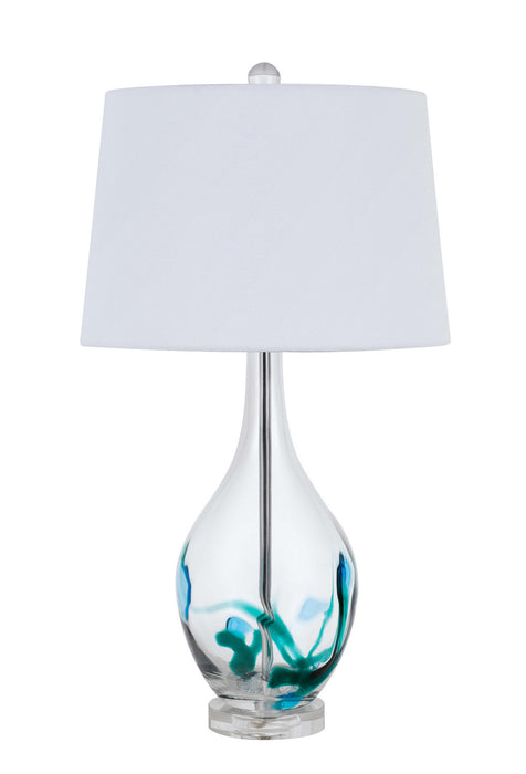 Cal Lighting BO-2996TB One Light Table Lamp, Clear / Turquoise