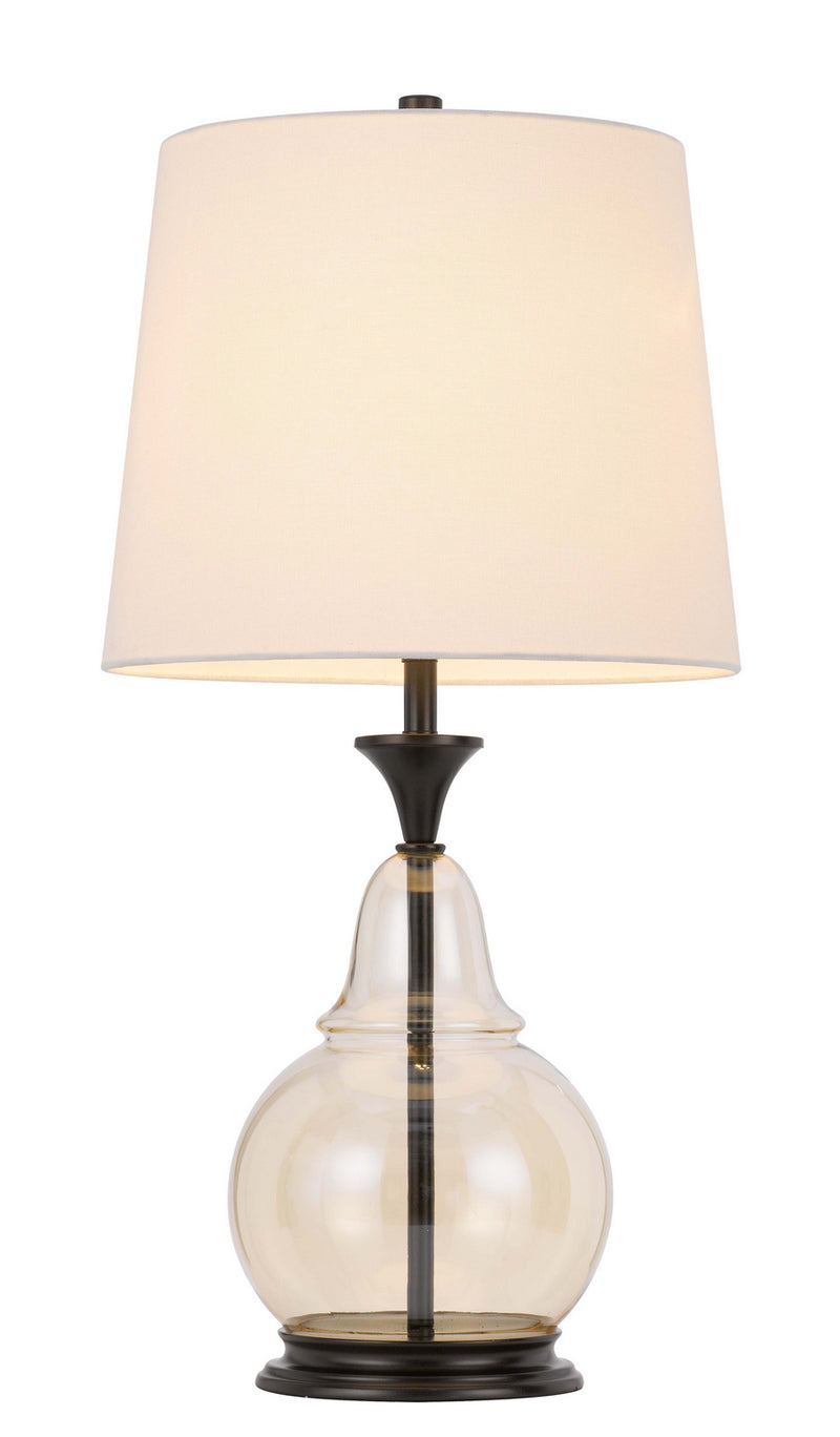 Cal Lighting BO-3003TB One Light Table Lamp, Clear/Dark Bronze