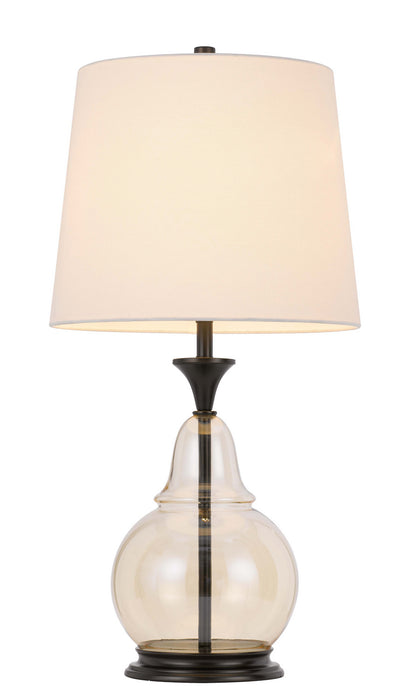 Cal Lighting BO-3003TB One Light Table Lamp, Clear/Dark Bronze