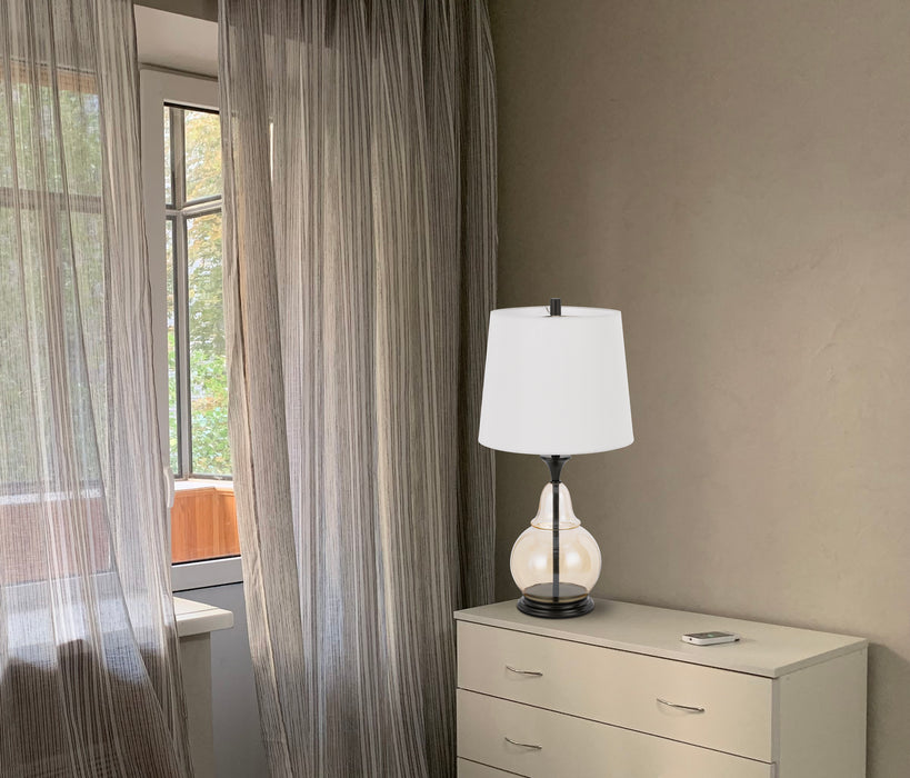Cal Lighting BO-3003TB One Light Table Lamp, Clear/Dark Bronze