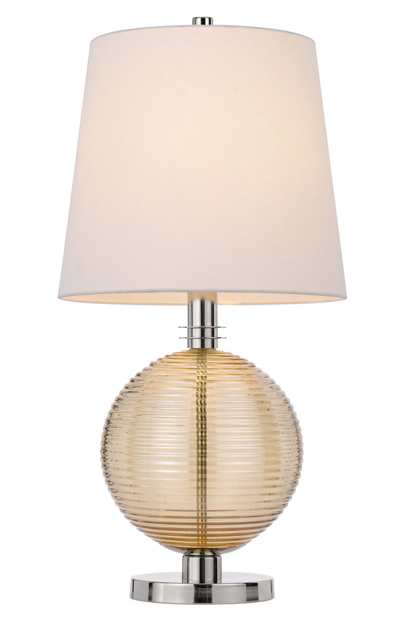 Cal Lighting BO-3005TB One Light Table Lamp, Brushed steel/Amber