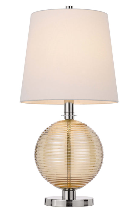 Cal Lighting BO-3005TB One Light Table Lamp, Brushed steel/Amber