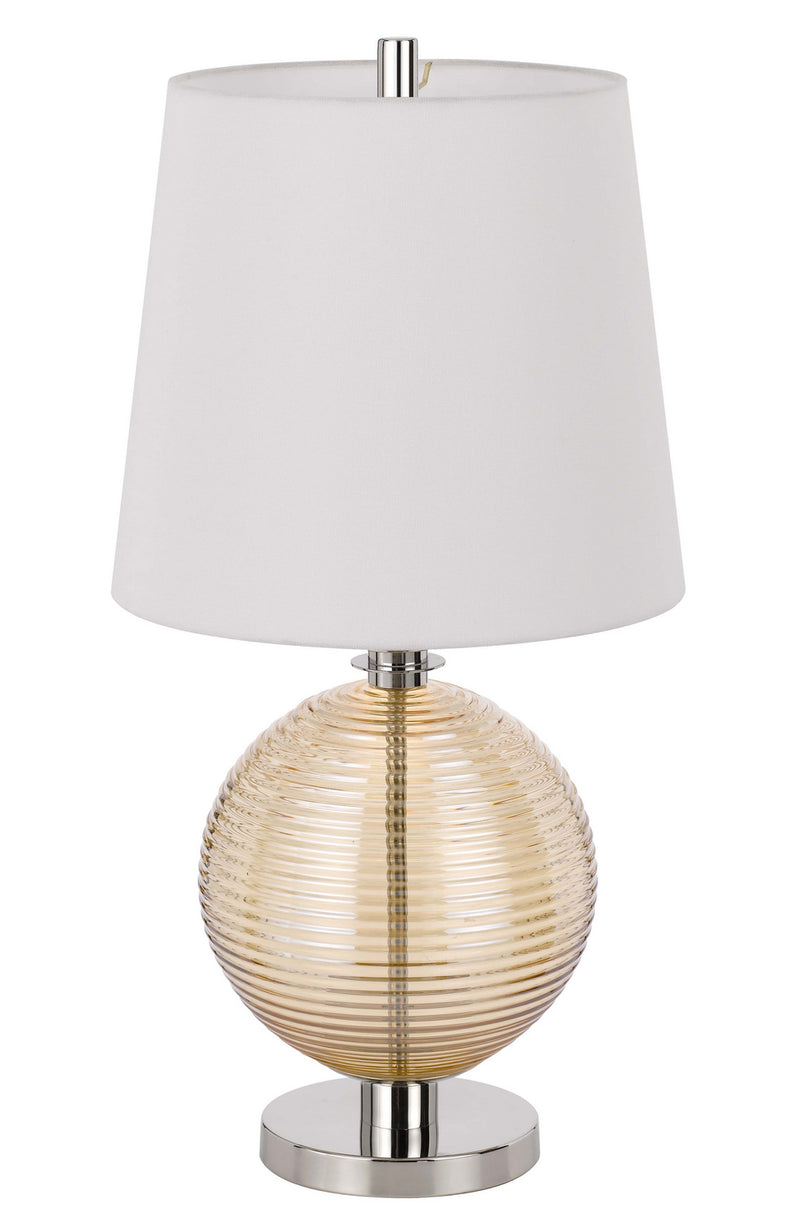 Cal Lighting BO-3005TB One Light Table Lamp, Brushed steel/Amber
