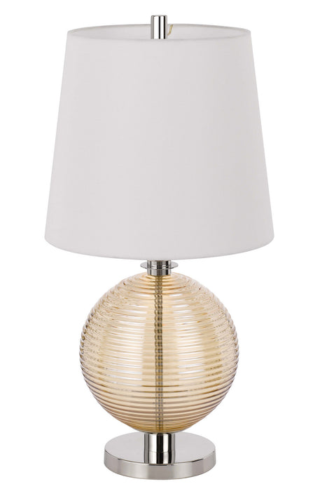 Cal Lighting BO-3005TB One Light Table Lamp, Brushed steel/Amber