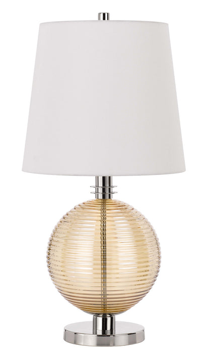 Cal Lighting BO-3005TB One Light Table Lamp, Brushed steel/Amber