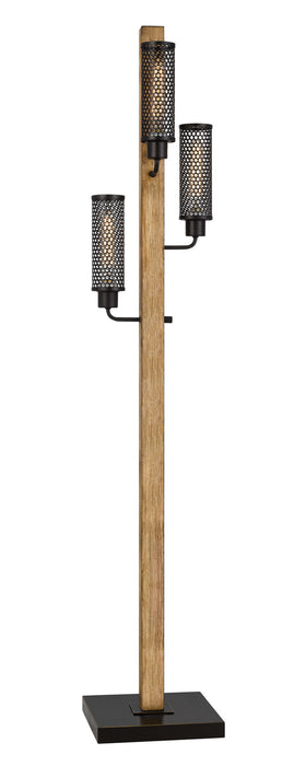 Cal Lighting BO-3008FL Three Light Floor Lamp, Light Oak