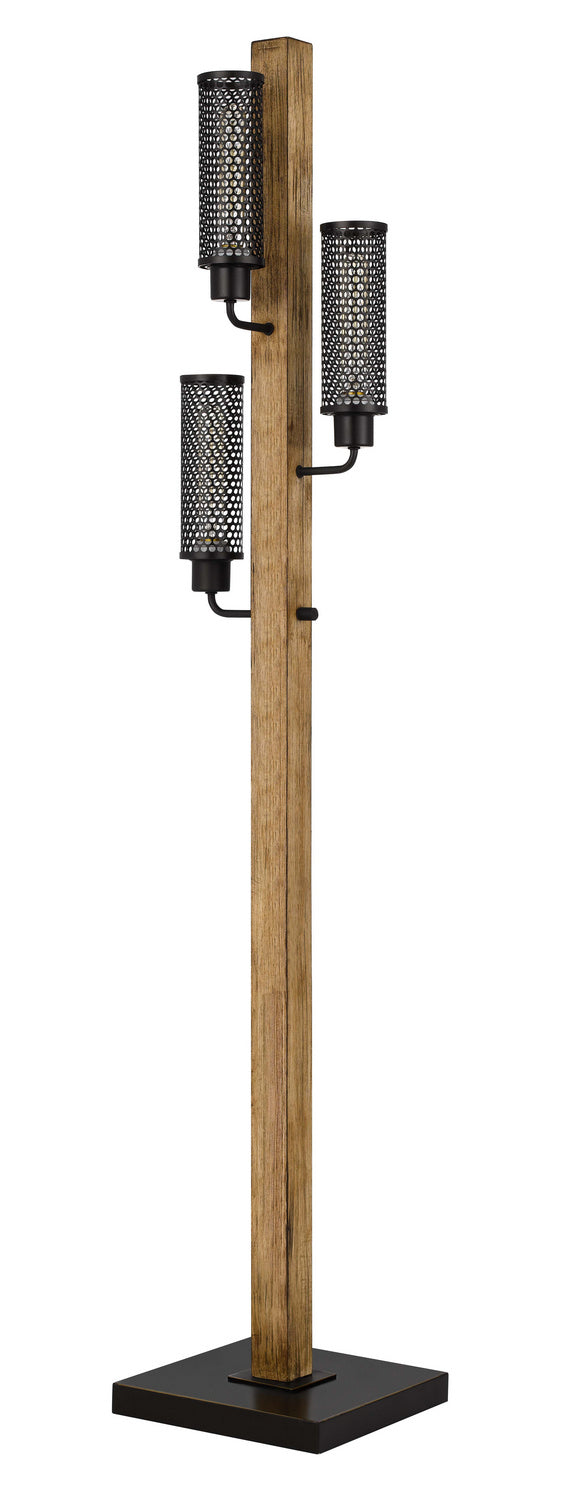 Cal Lighting BO-3008FL Three Light Floor Lamp, Light Oak