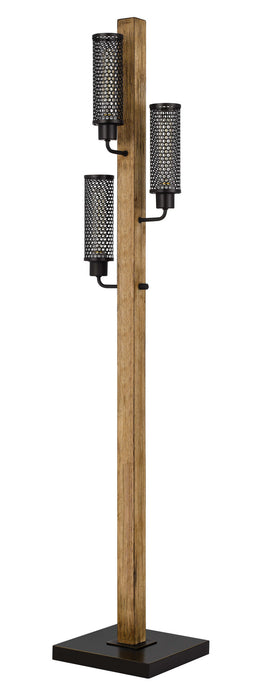 Cal Lighting BO-3008FL Three Light Floor Lamp, Light Oak